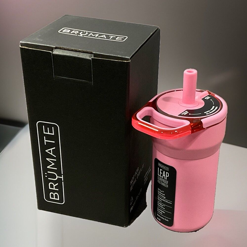 BruMate Leap 12 Oz Kids Straw Tumbler Pink